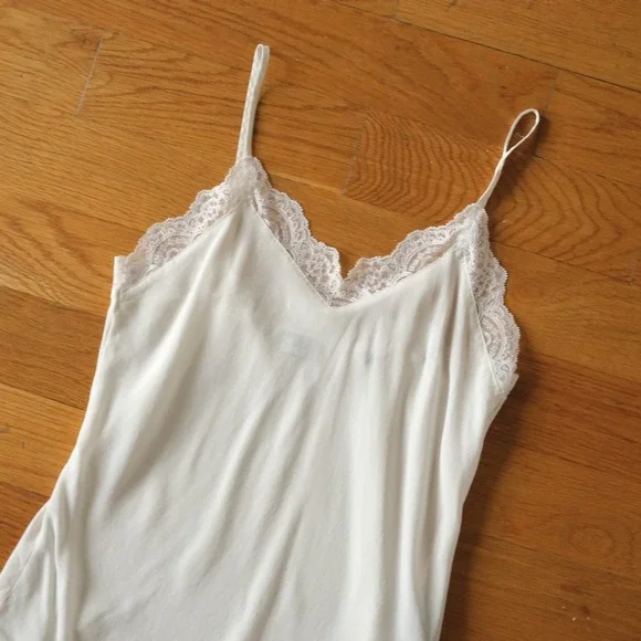 The Kooples Camisole Women White Lace Trim Silk Coquette Size 1 US S Coquette - Picture 2 of 10